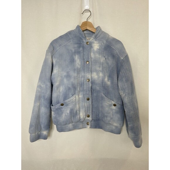 Universal Thread Women Medium Jacket Blue Tie-Dye Bomber Sky Clouds Artist Dream - Picture 3 of 15